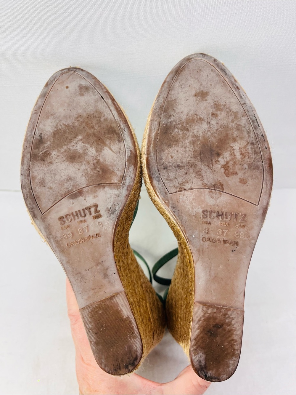 SCHUTZ Green Suede Espadrille Wedge Sandals - Picture 7 of 7